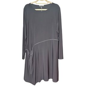 Chalet Et Ceci Black One Pocket Long Sleeve Asym. Hem, Zipper Detail sz 1X Tunic